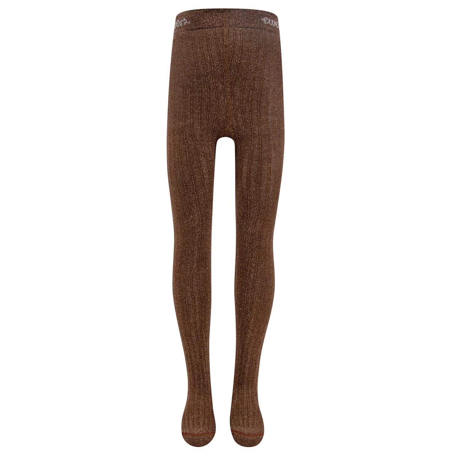 Kousenbroek met Ribmotief en Glitter Mahagoni/Gold Ewers