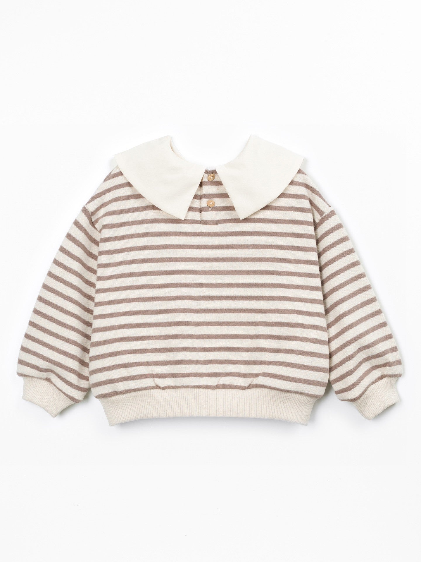 Striped Sweater with contract Collar Drawing Play Up