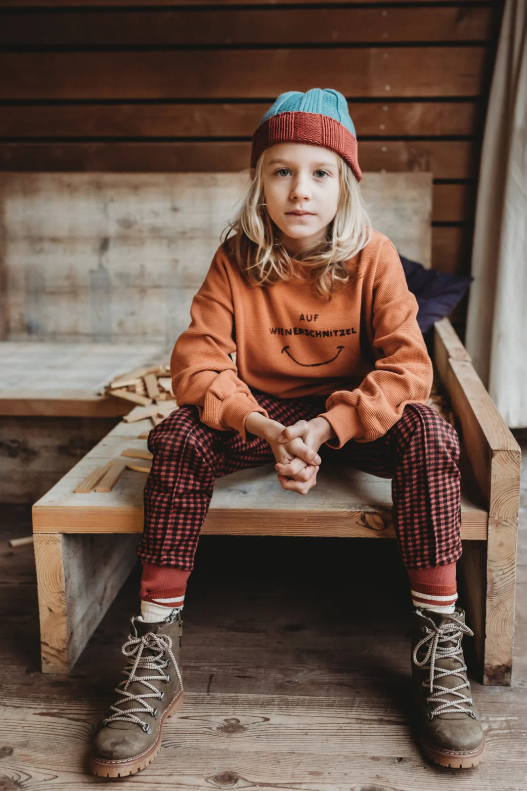 Track Pants Pied de Poule Print Barn Red Pine Sproet & Sprout
