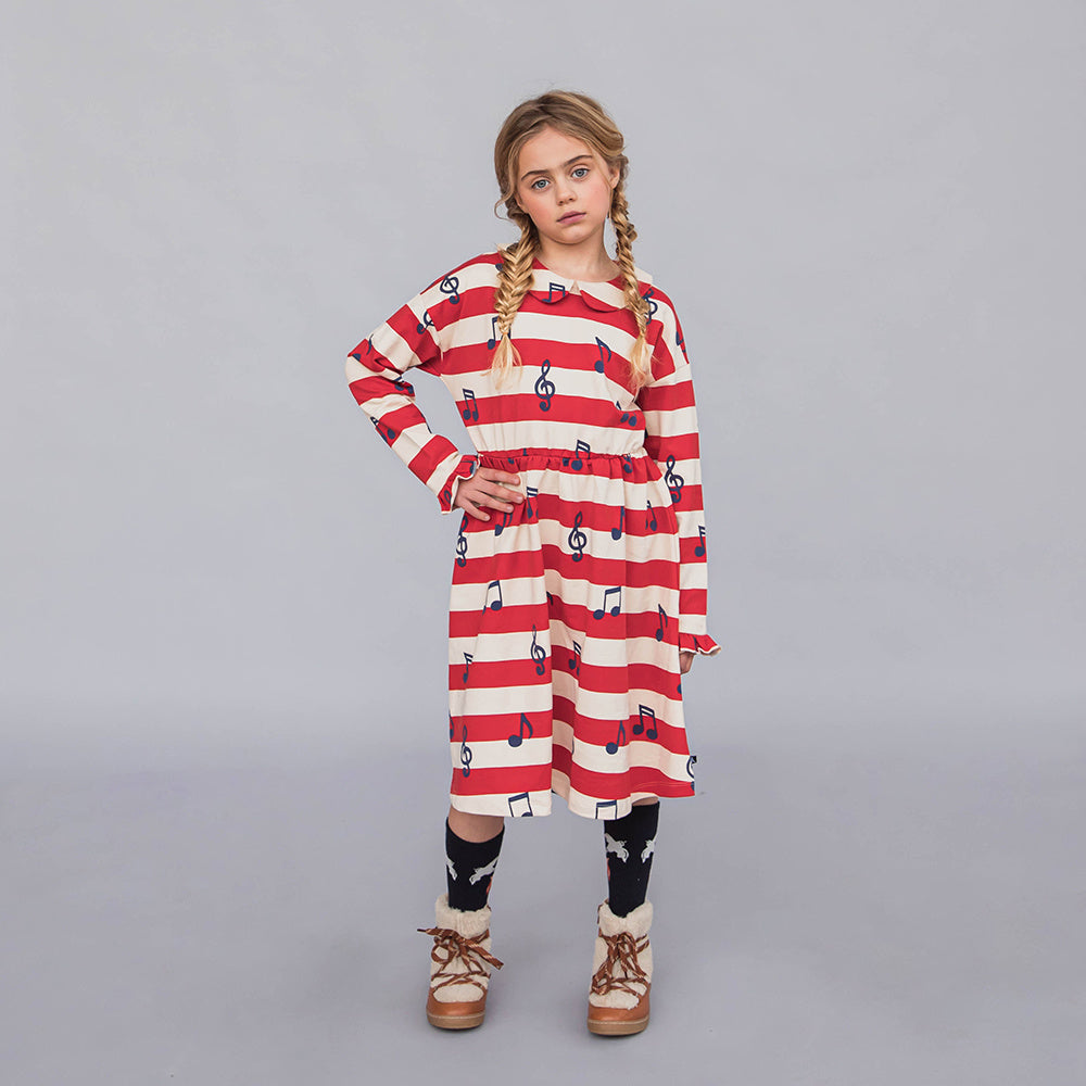 Dress Longsleeve with Ruffles Music Notes CarlijnQ