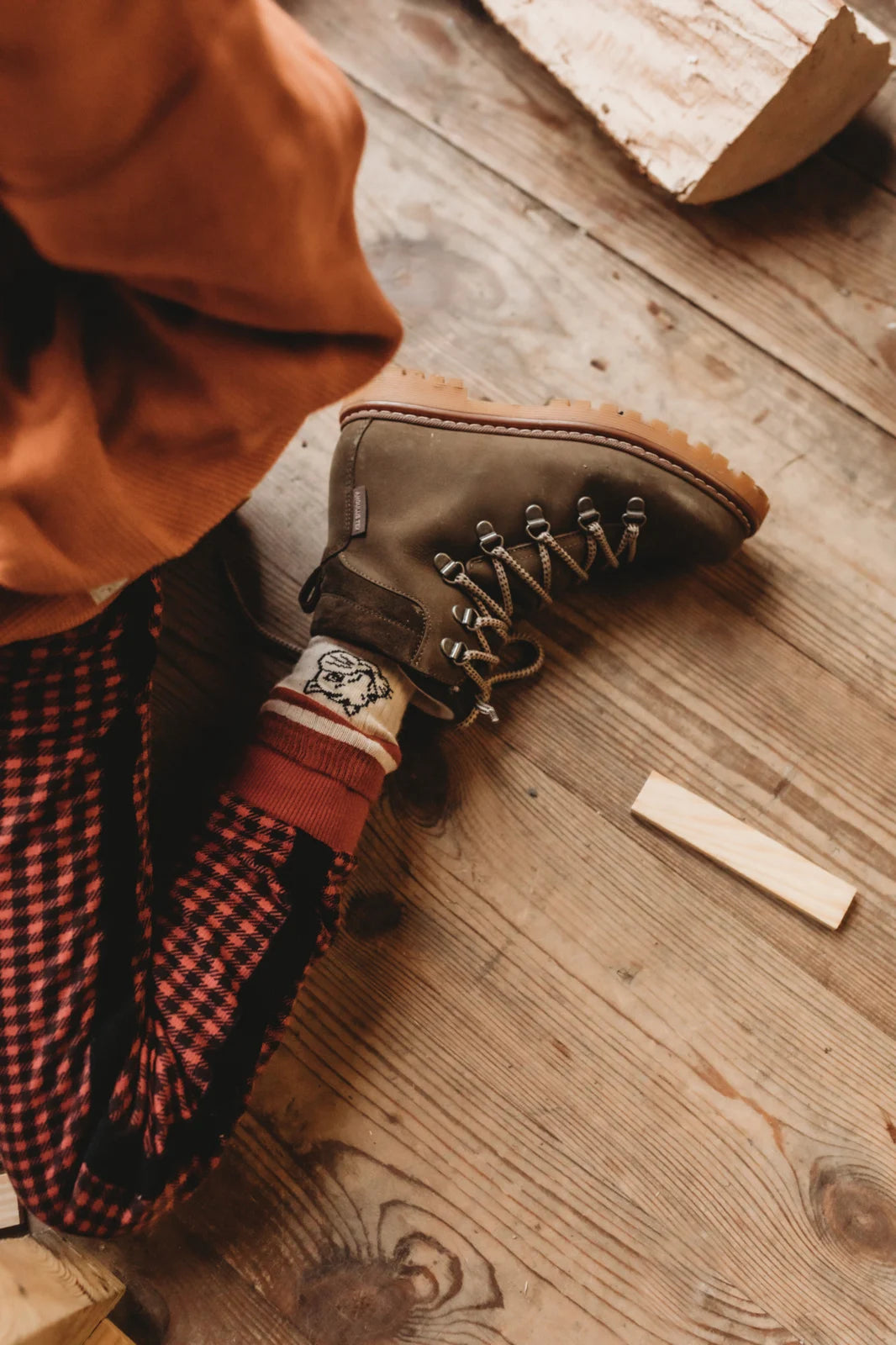 Track Pants Pied de Poule Print Barn Red Pine Sproet & Sprout