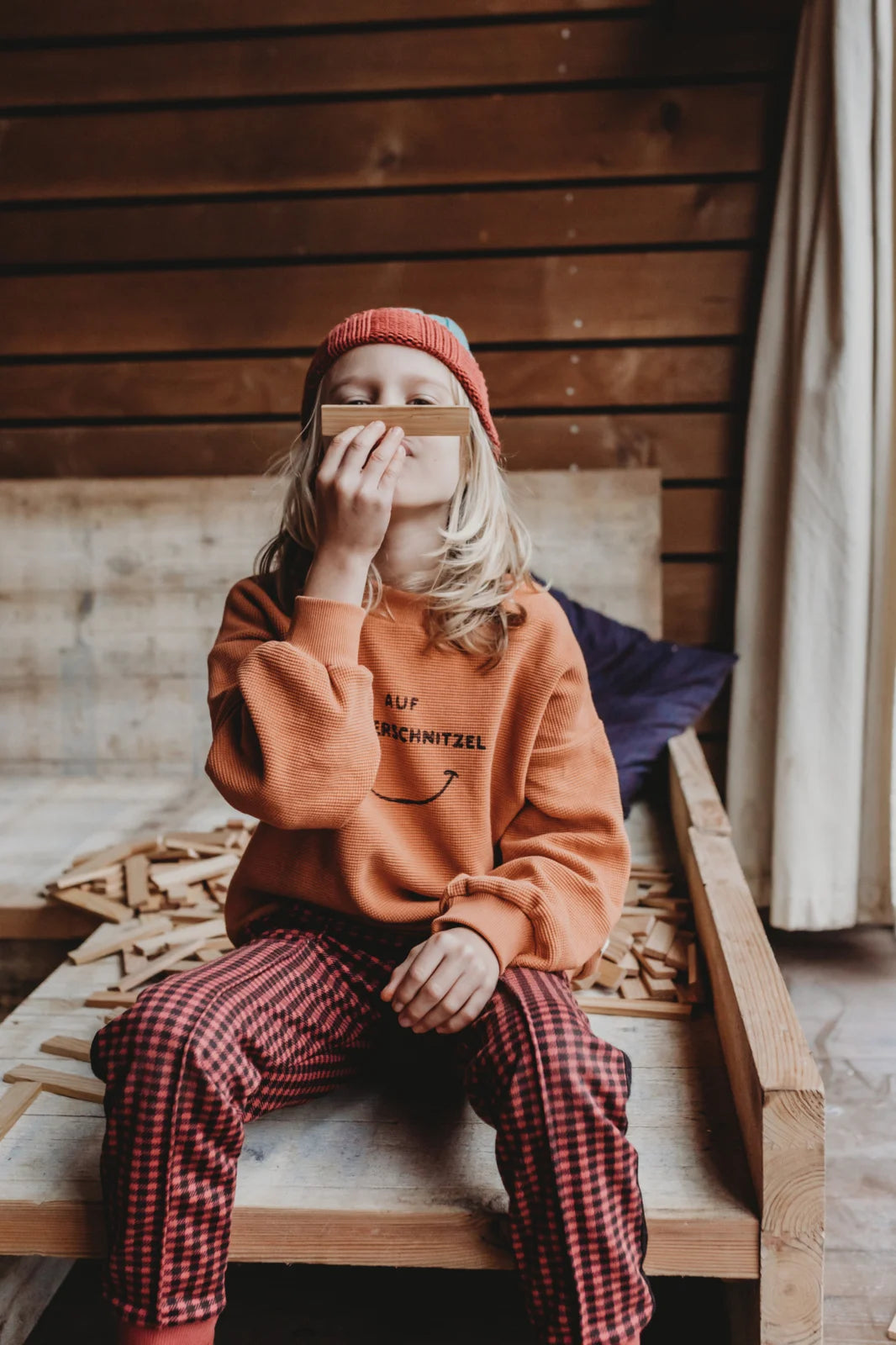 Track Pants Pied de Poule Print Barn Red Pine Sproet & Sprout