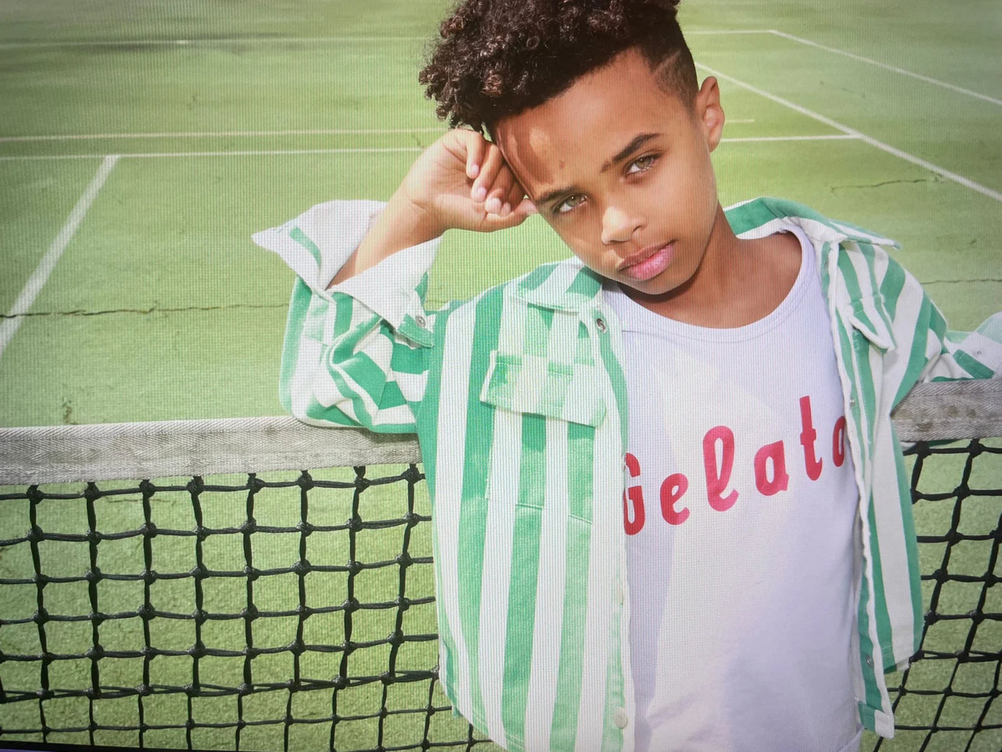 Bold Stripe Denim Worker Jacket Green Cos I Said So
