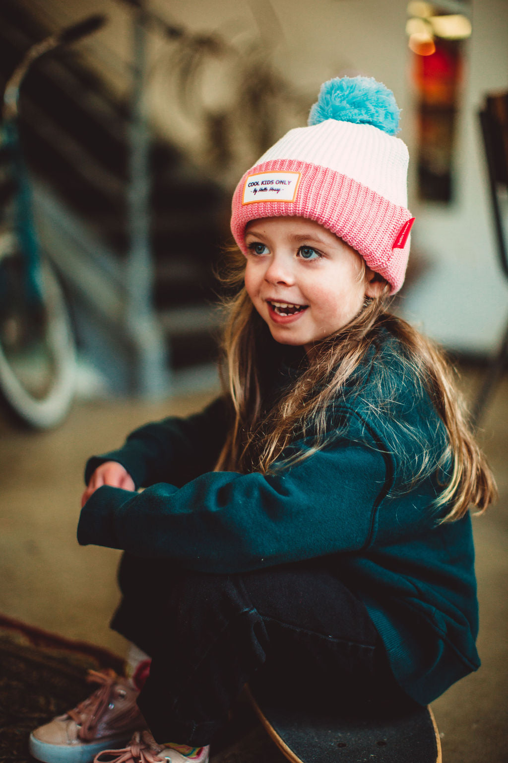 Beanie Color Block Pink Ice Hello Hossy