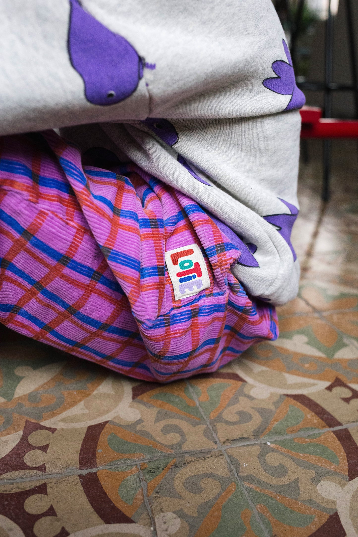 Corduroy Wide Pants Checks Fucsia Lötiekids