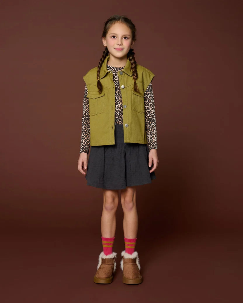 Denim Waistcoat Khaki Petit Blush