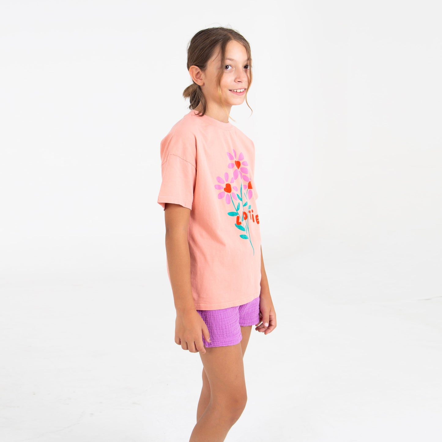 Wide Fit T-Shirt Flowers Clay Pink Lötiekids