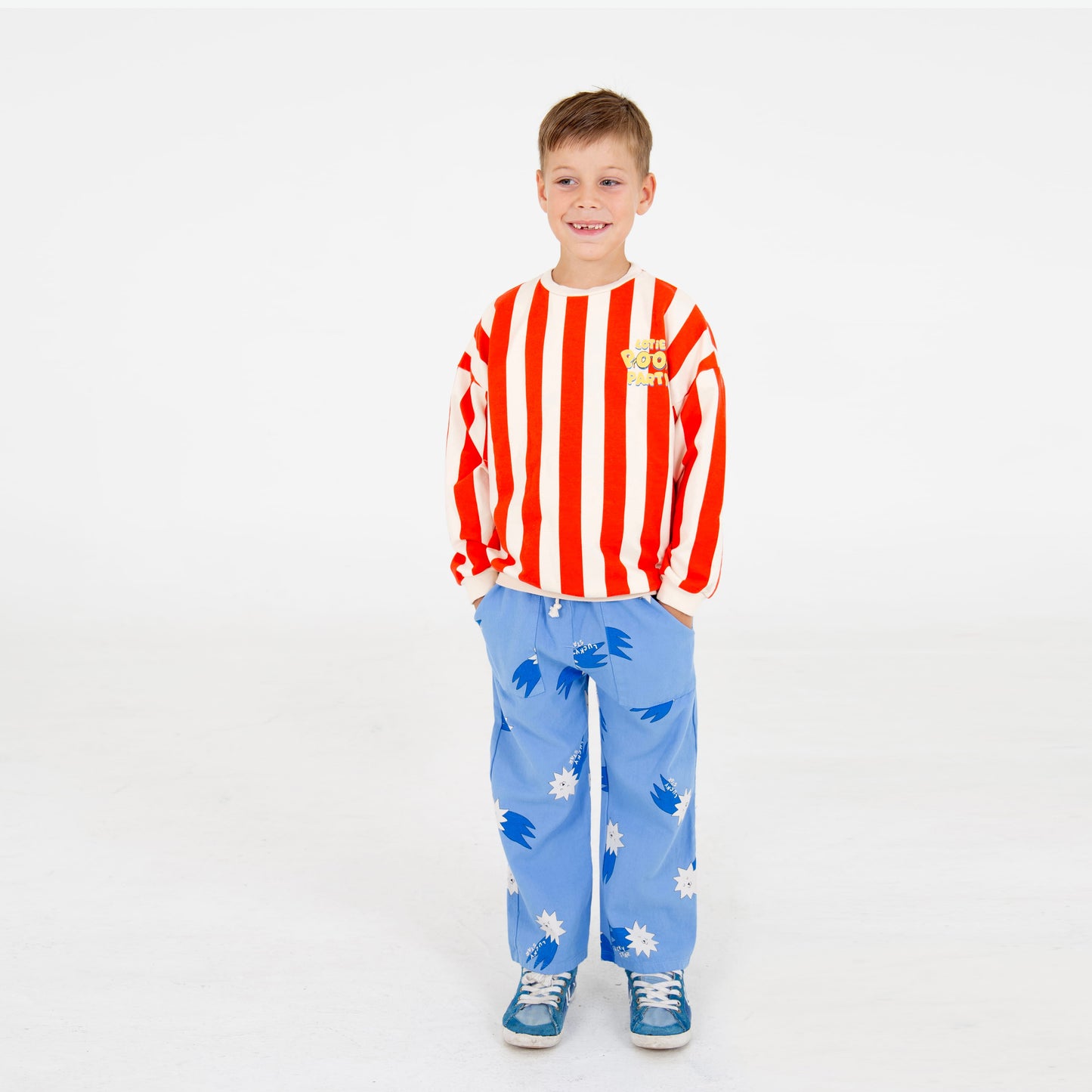 Sweatshirt Lotie Pool Party Stripes Red/Off White Lötiekids