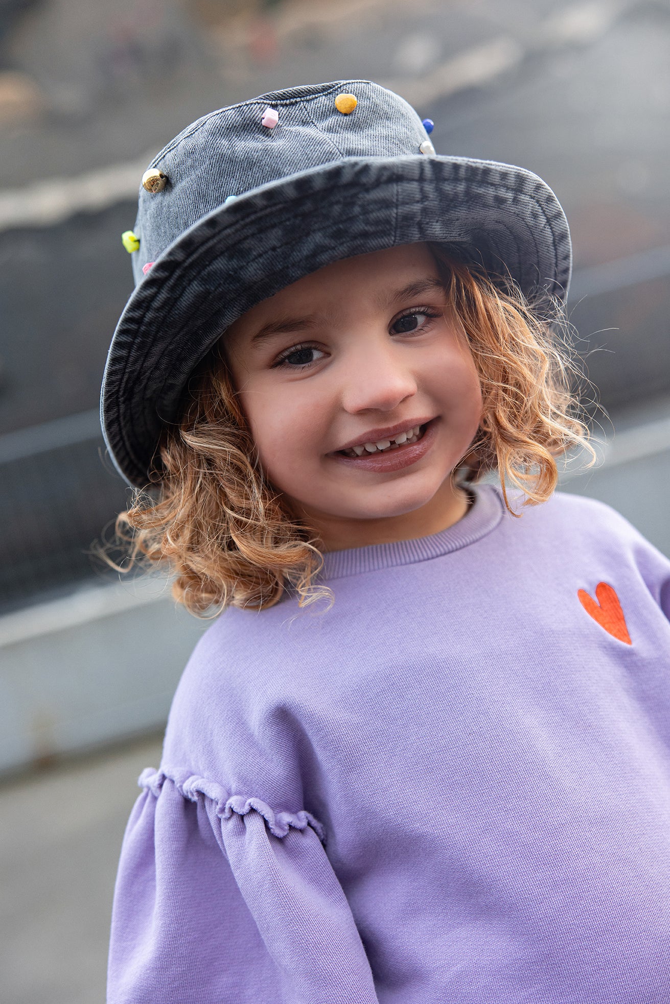 Sweatshirt Puff Sleeves Heart Lavender Sproet & Sprout