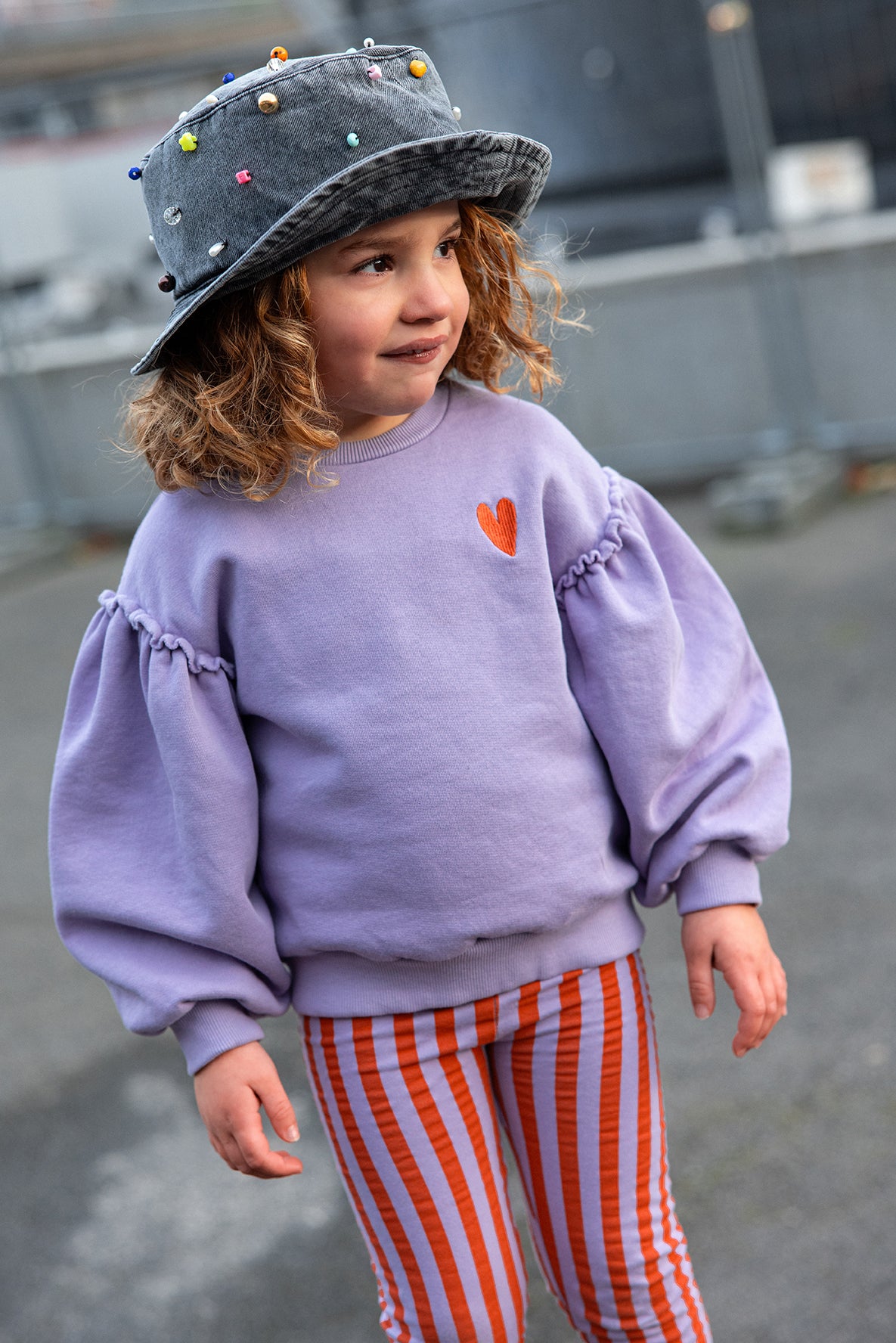 Sweatshirt Puff Sleeves Heart Lavender Sproet & Sprout