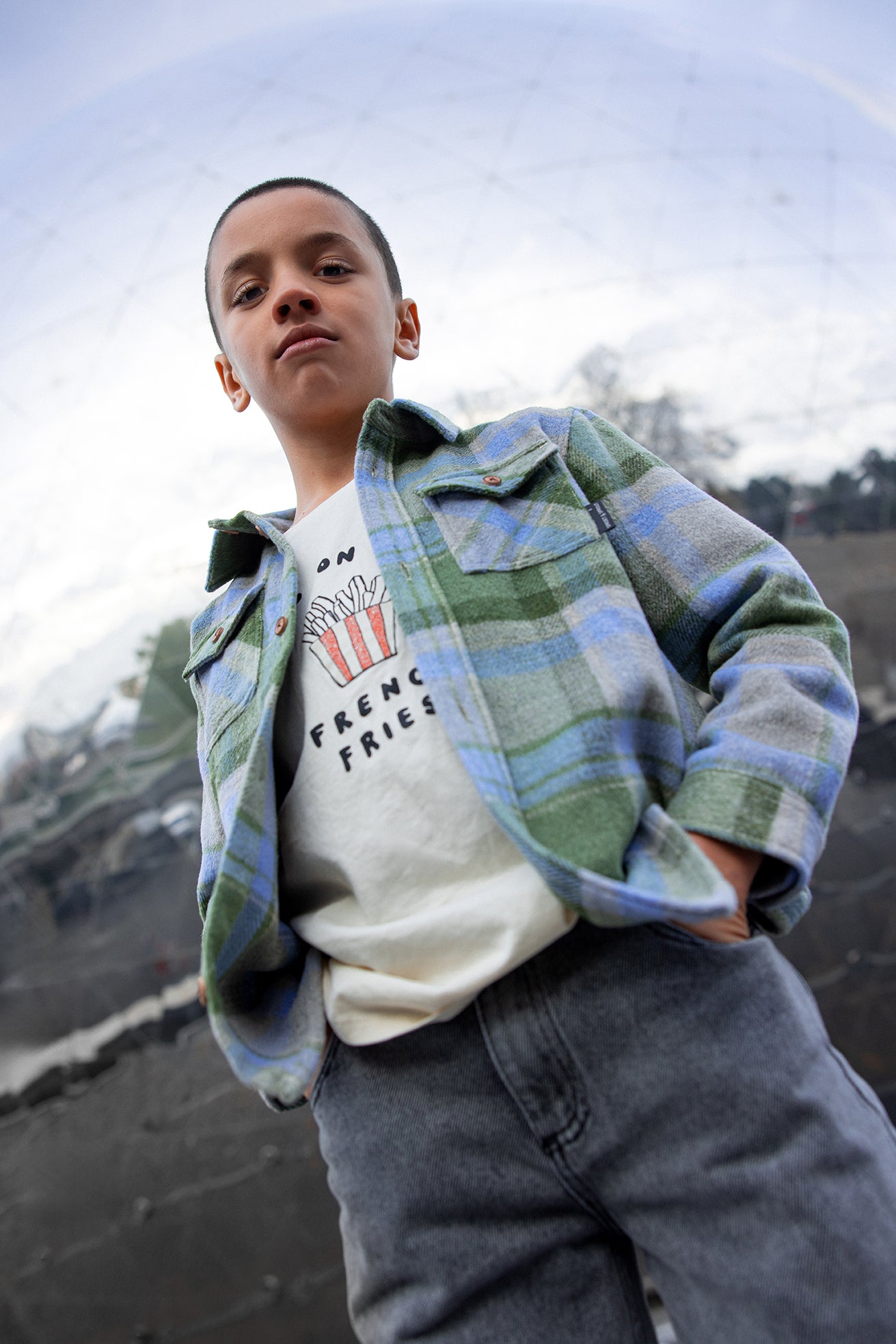 Boys Check Shirt Shady Green Sproet & Sprout