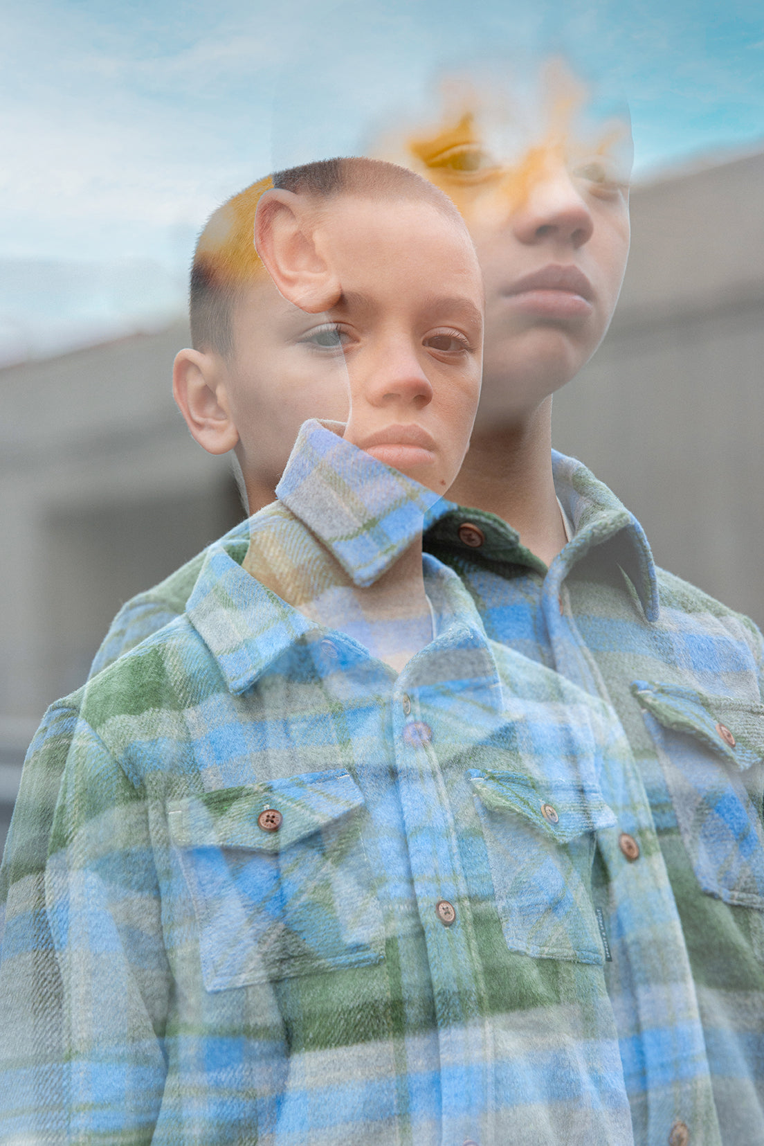Boys Check Shirt Shady Green Sproet & Sprout
