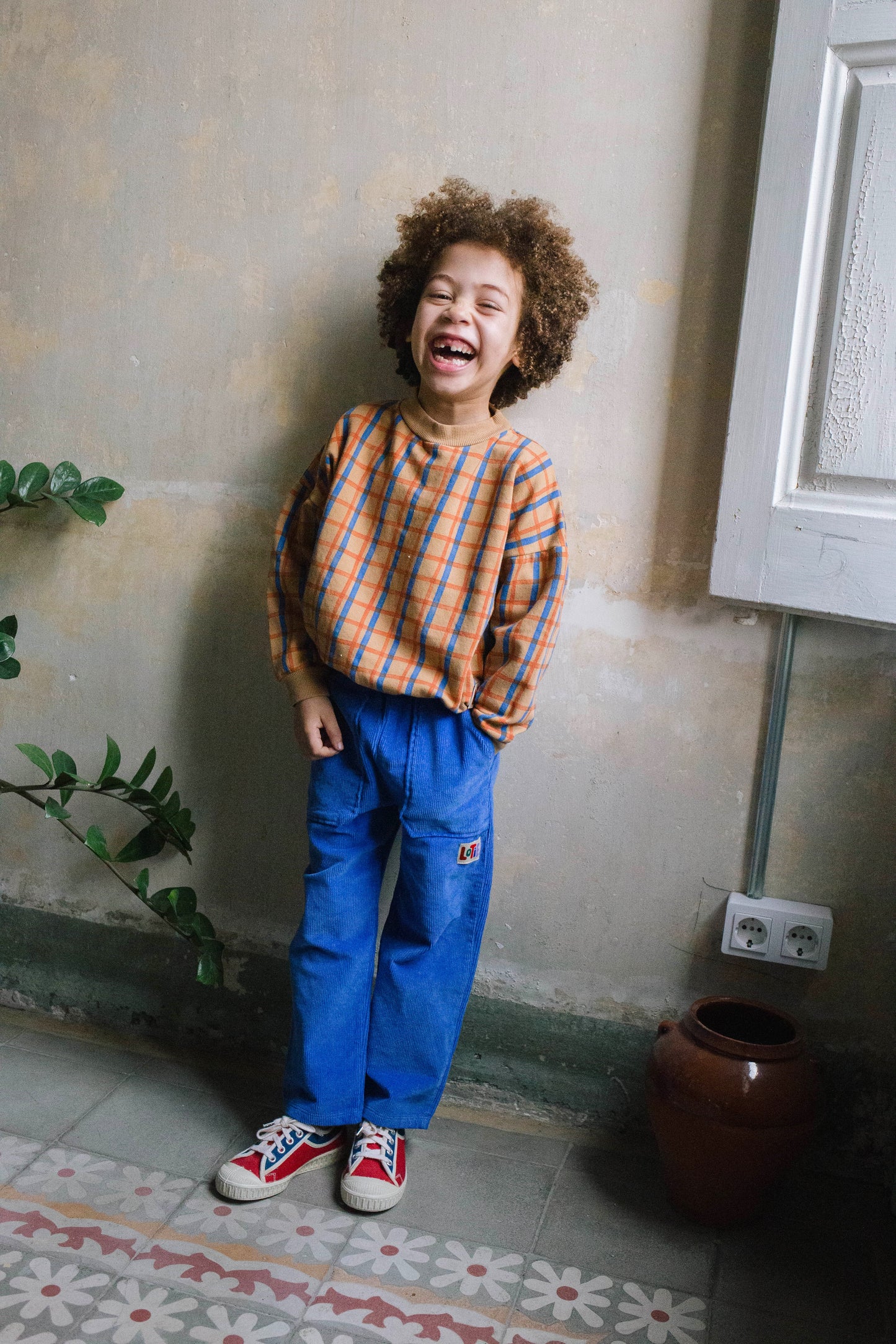 Corduroy Casual Pants Solid Ink Blue Lötiekids