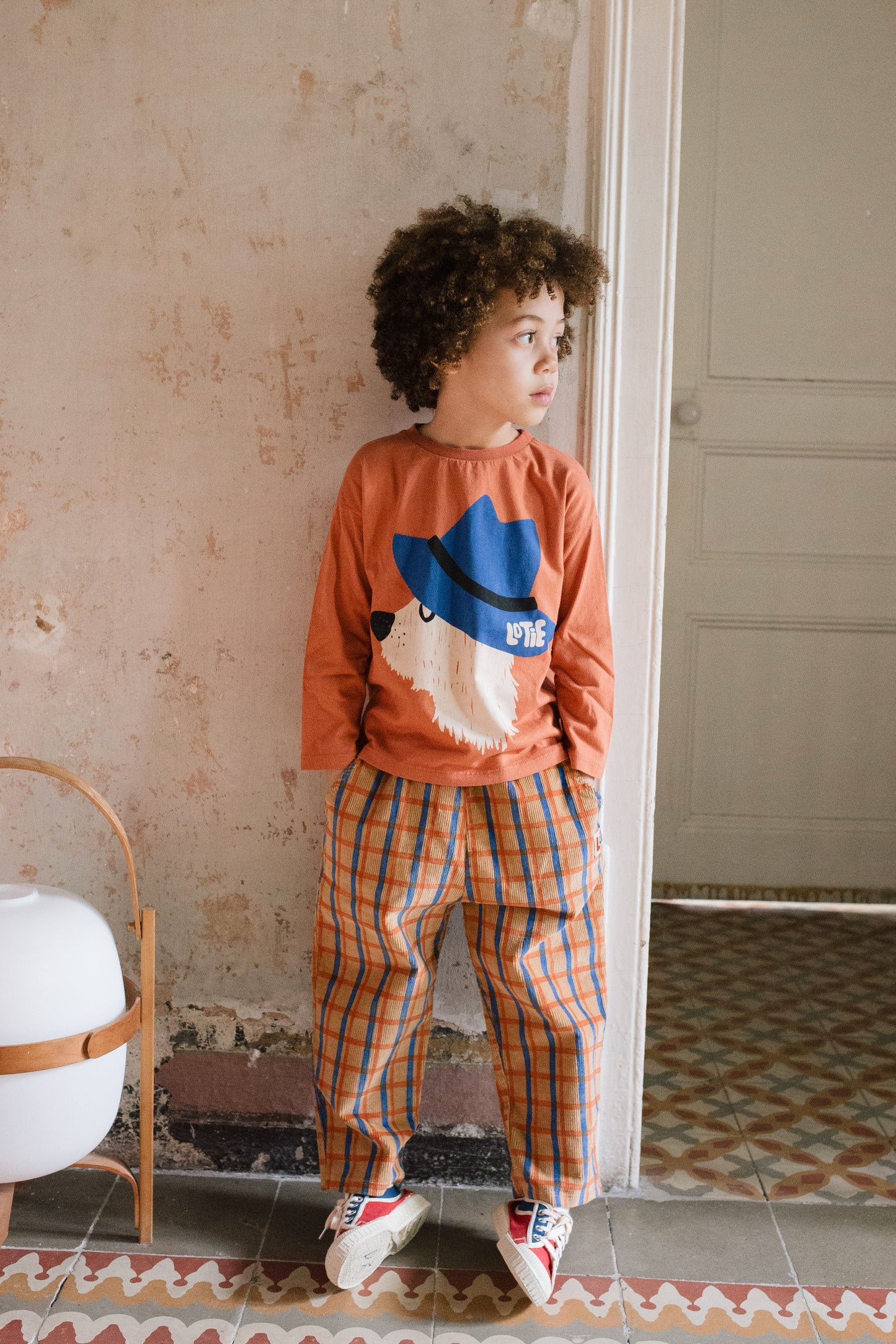 Corduroy Wide Pants Checks Toasted Lötiekids