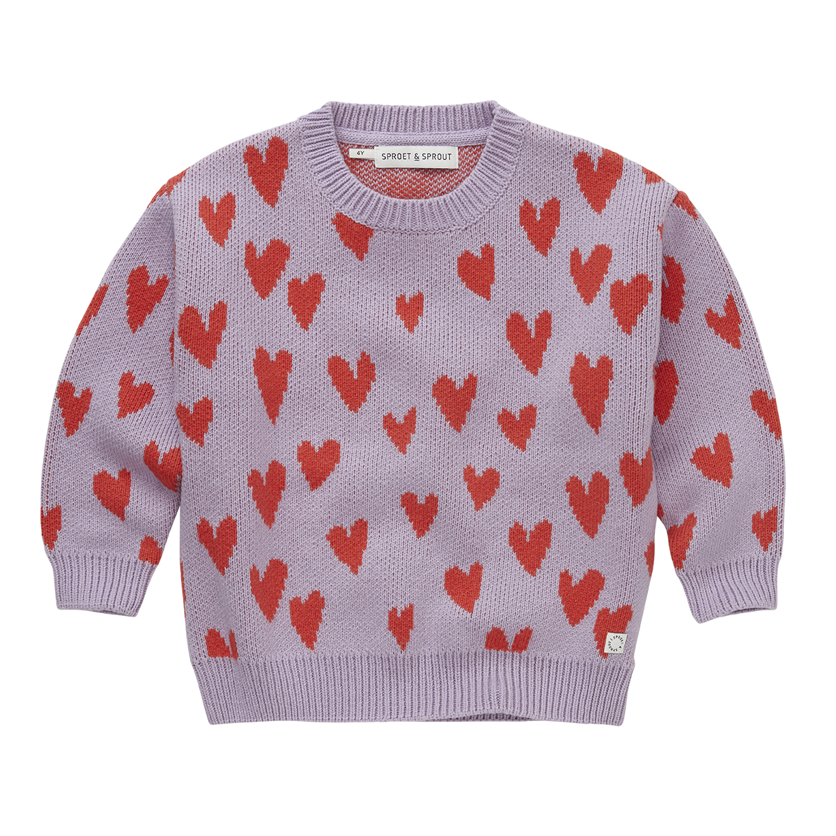Sweater Intarsia Hearts Lavender Sproet & Sprout