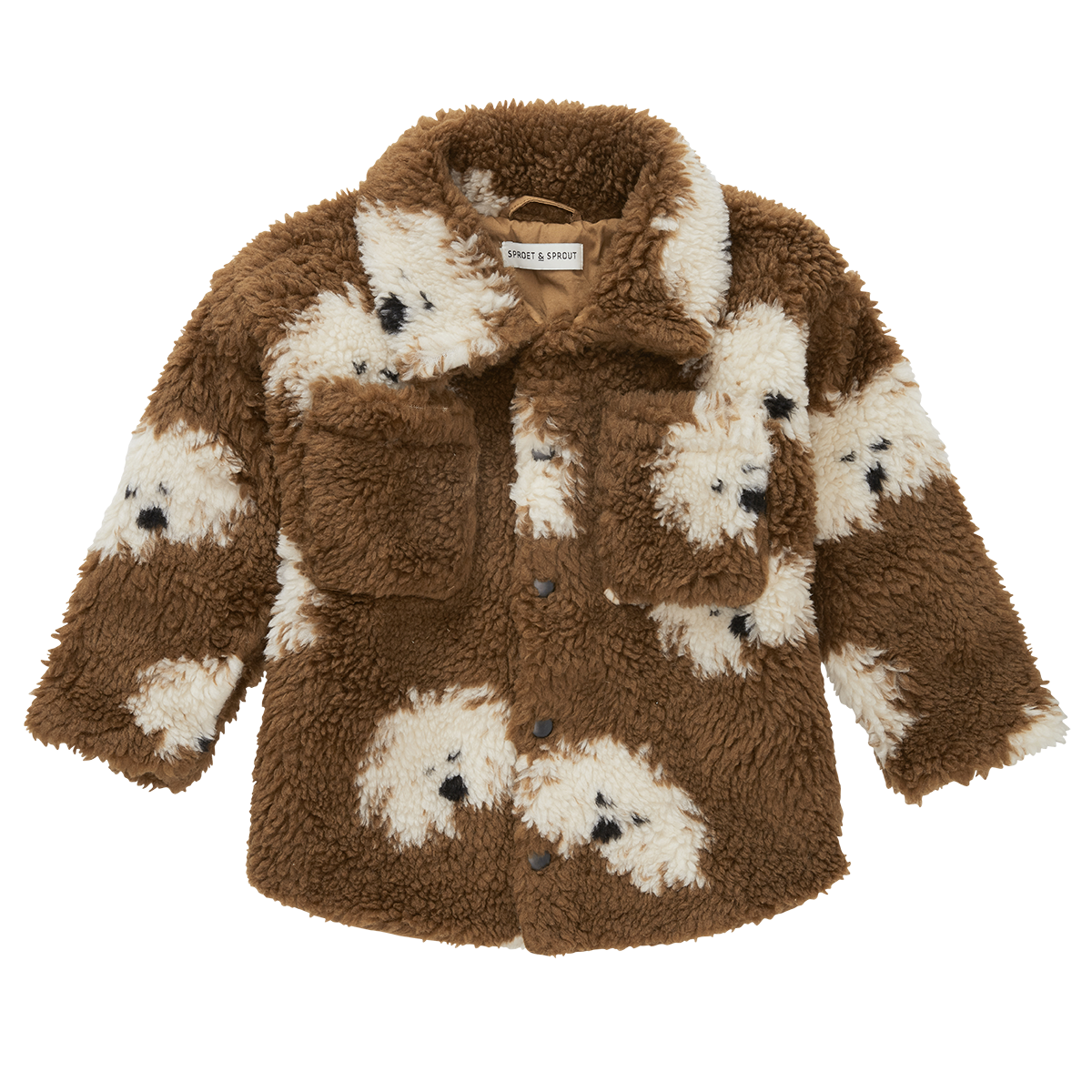 Teddy Shirt Jacket Dog print Mocca Sproet & Sprout