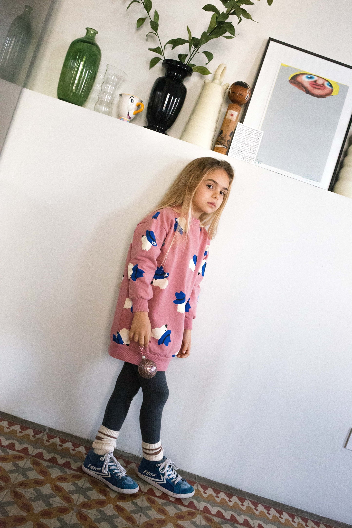Long Sweatdress Chill Dogs Rose Lötiekids