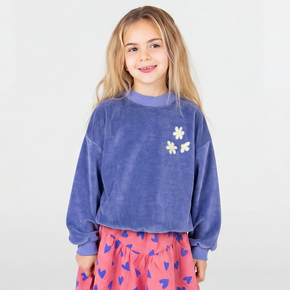 Velvet Sweater Daisies Embroidery Lavender Lötiekids