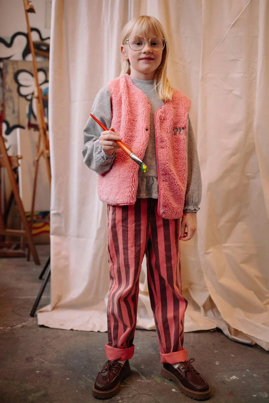 Straight Denim Pants Striped Red Sproet & Sprout