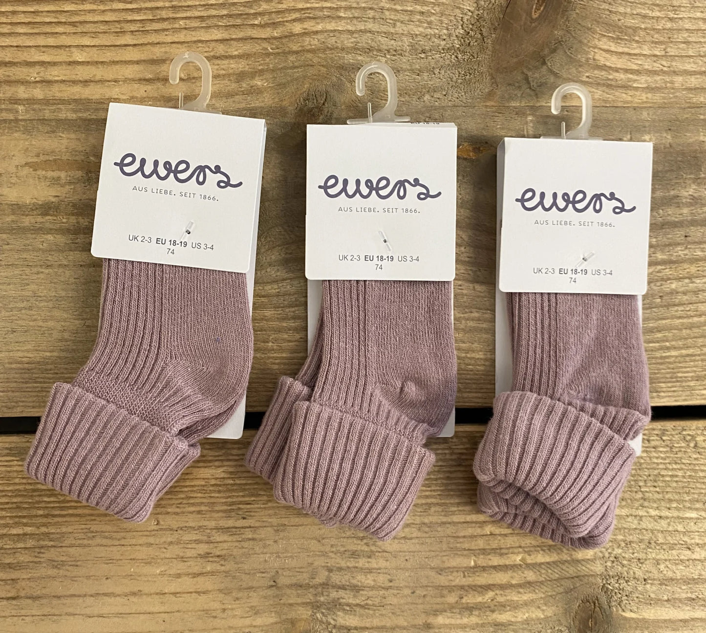 Kousen met Rib en Omslag Dusty Mauve Ewers