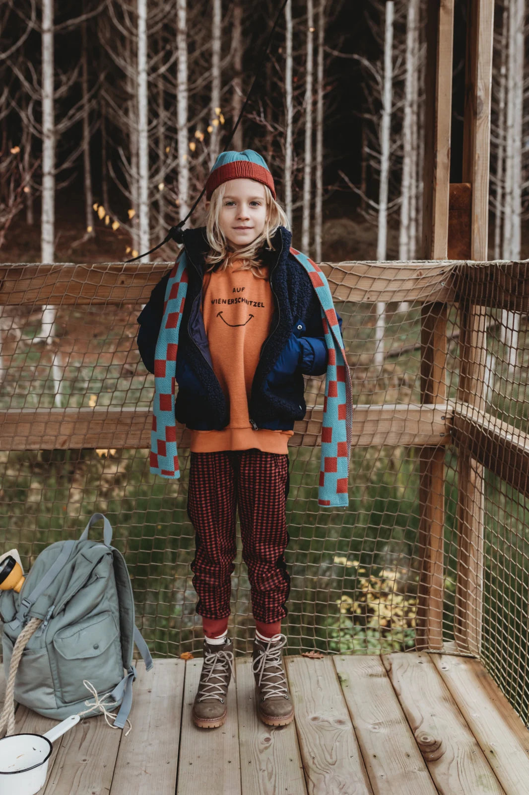 Track Pants Pied de Poule Print Barn Red Pine Sproet & Sprout