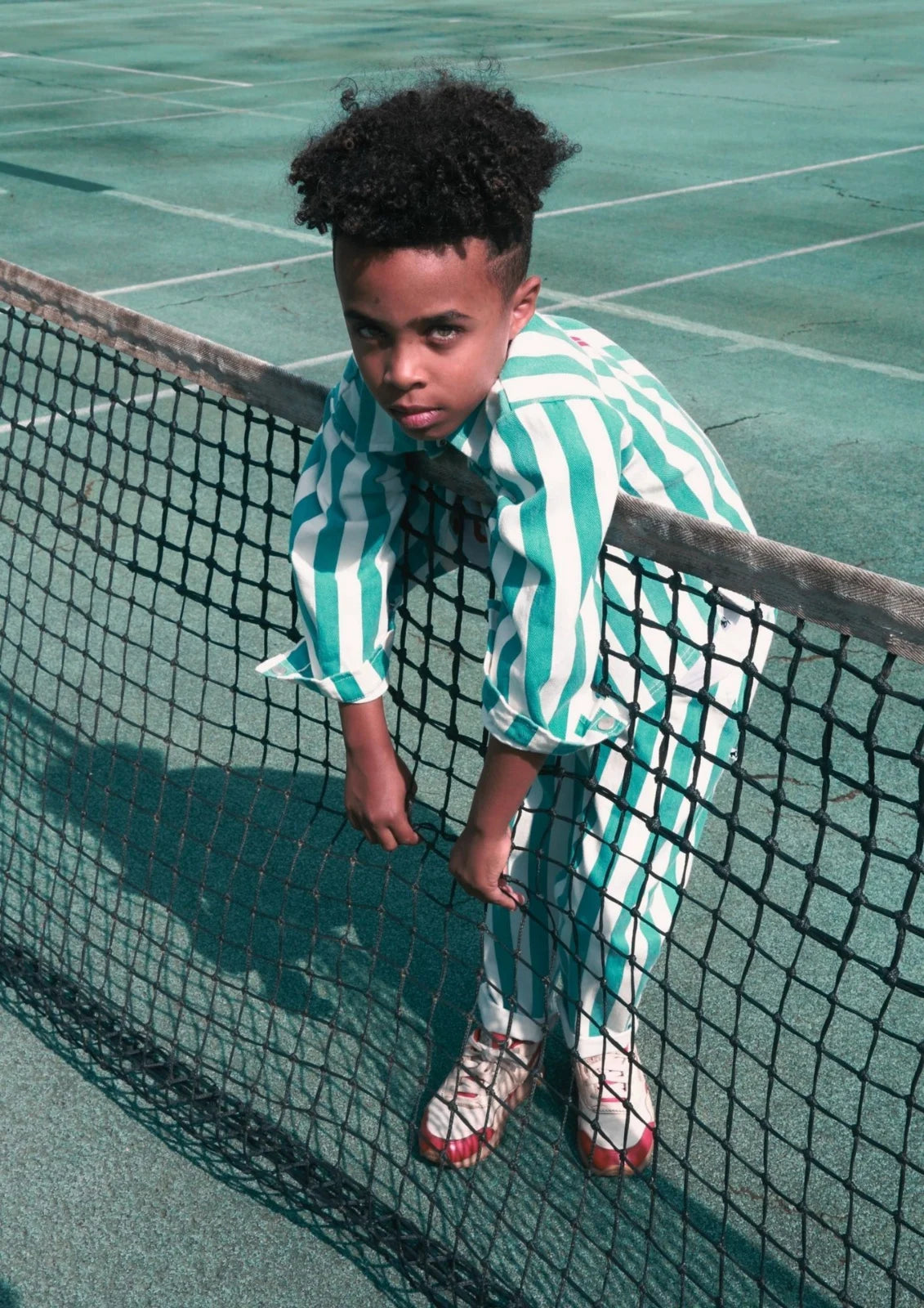 Bold Stripe Denim Worker Jacket Green Cos I Said So