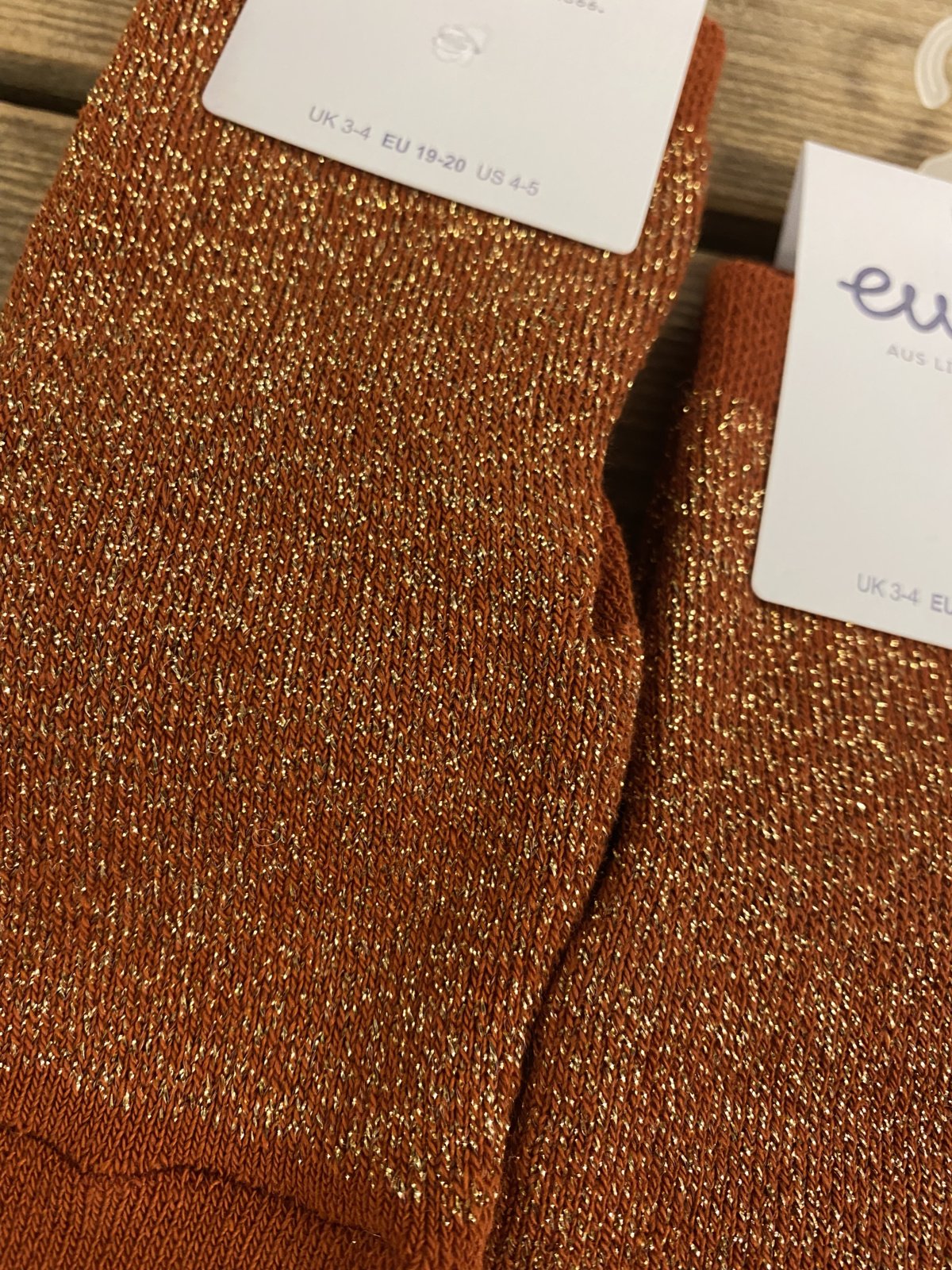 Stoppersocken Glitzer Kupfer Gold Ewers