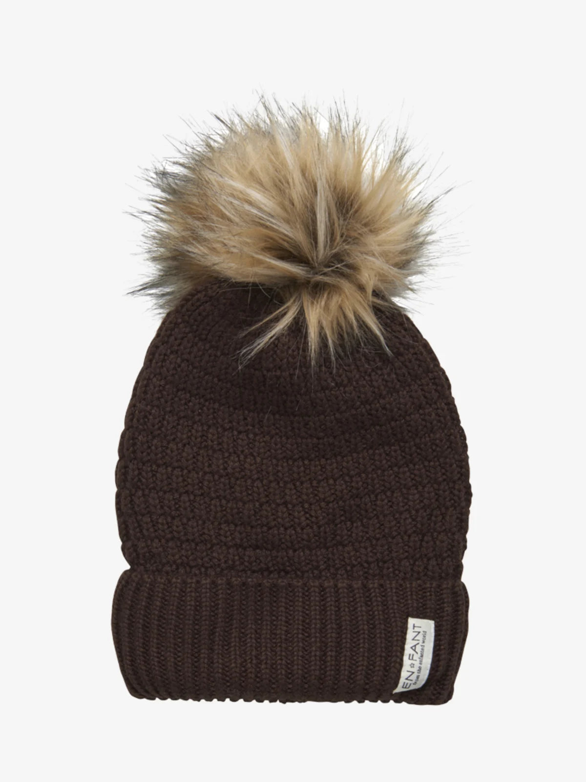 Beanie with Fake Fur Coffee Bean En*Fant