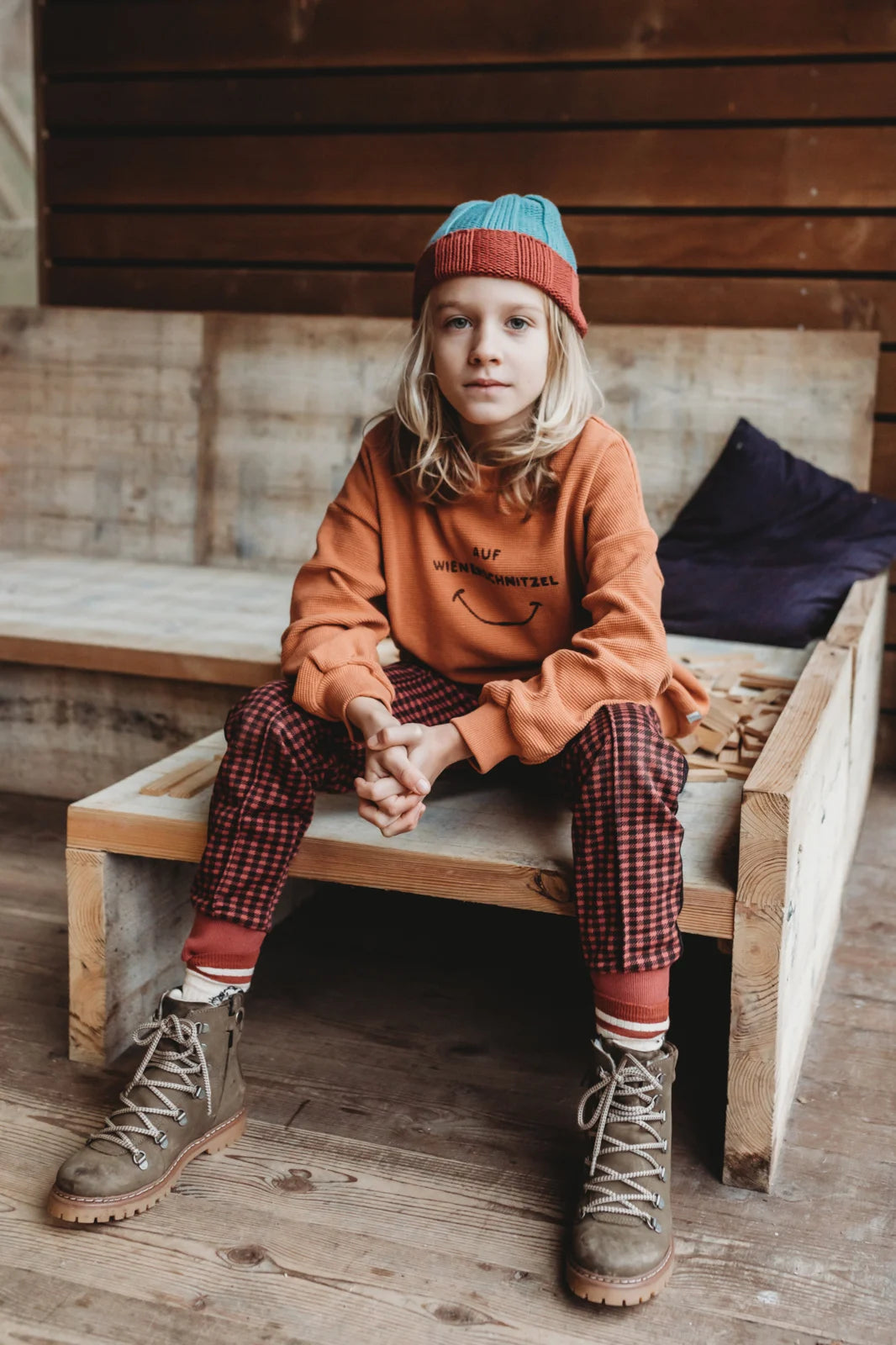 Track Pants Pied de Poule Print Barn Red Pine Sproet & Sprout
