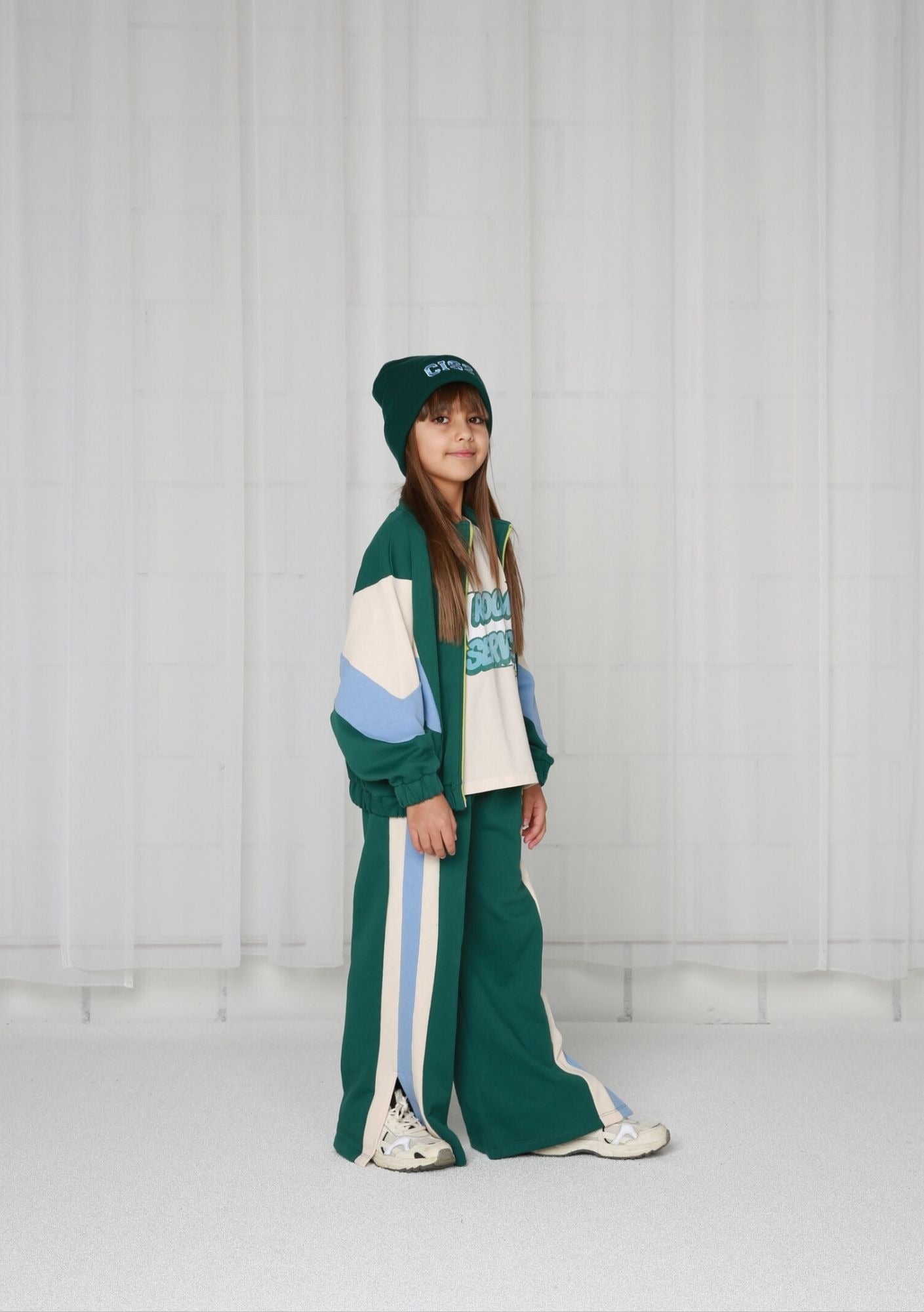 Colourblock Wide Jog Pant Jasper/Crystal Gray/Brunnera Blue Cos I Said So