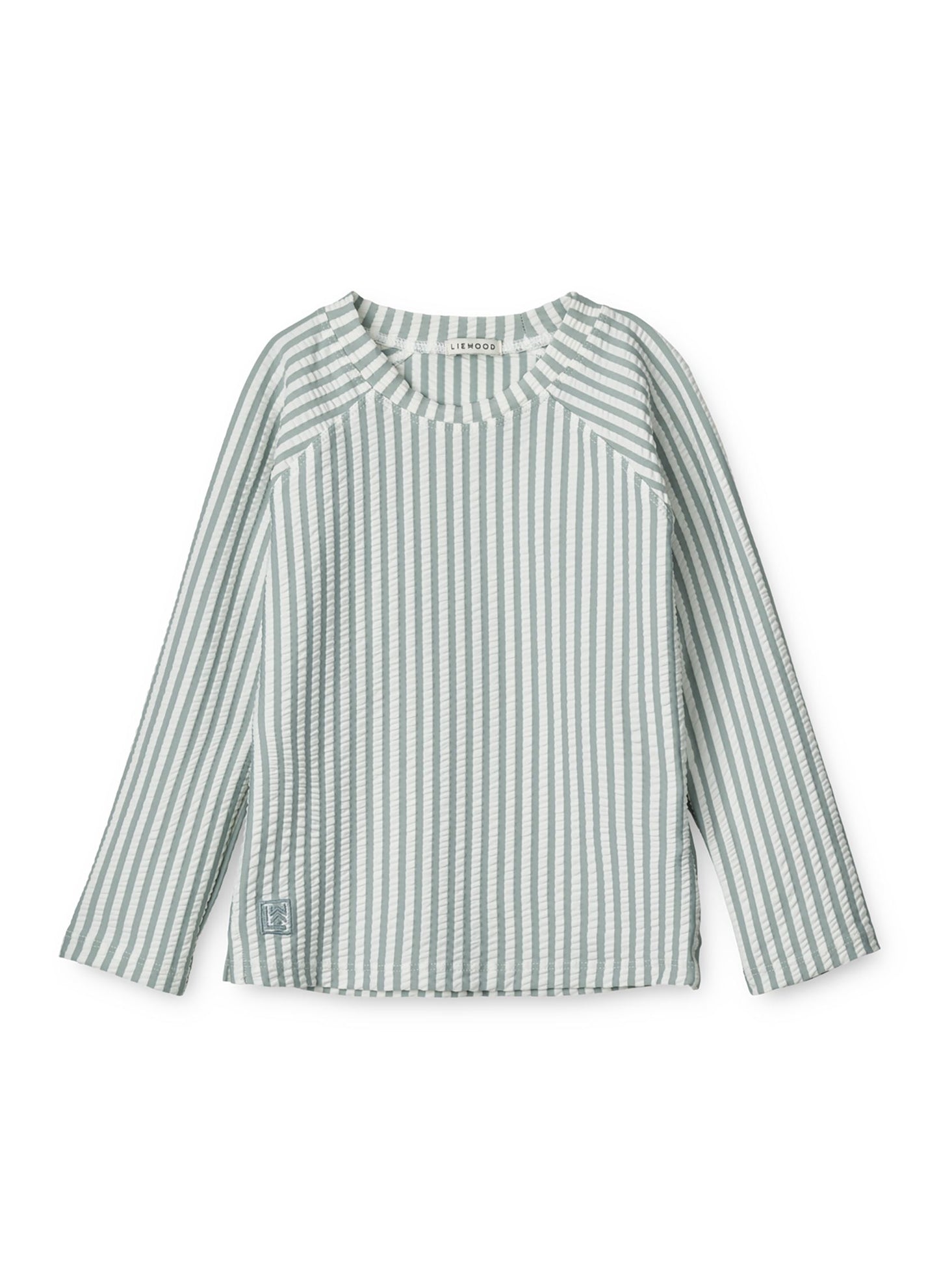 Noah Seersucker Swim Tee Stripe Sea Blue/White Liewood