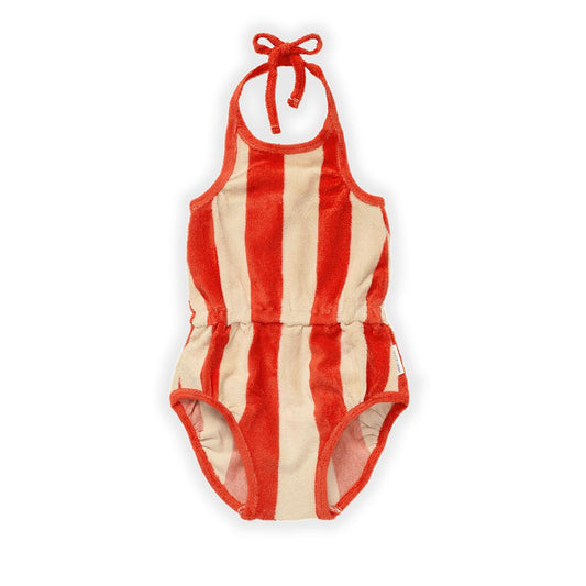 Terry Bodysuit Poppy Red Stripe Sproet & Sprout