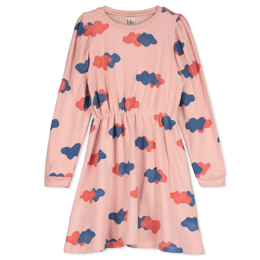 Puffed Sleeve Dress Little Clouds Rose Lötiekids