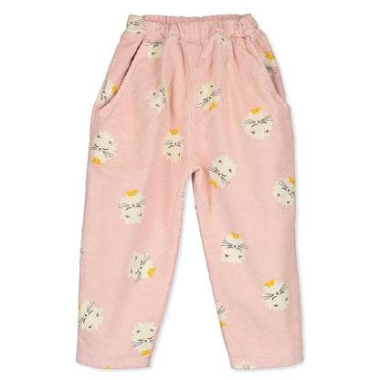 Wide Pants Corduroy Kittens in Boots Rose Lötiekids