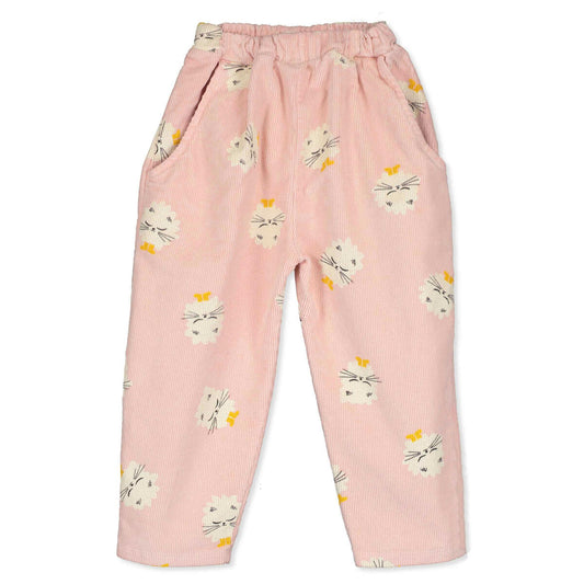 Wide Pants Corduroy Kittens in Boots Rose Lötiekids