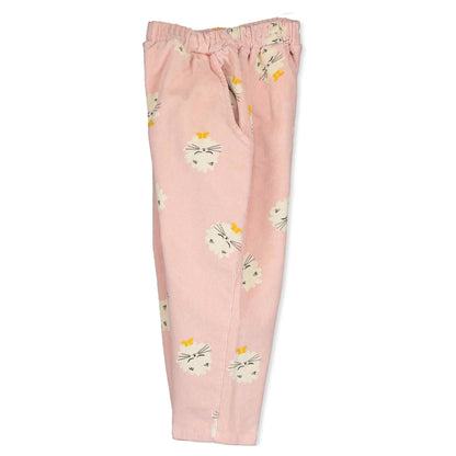 Wide Pants Corduroy Kittens in Boots Rose Lötiekids