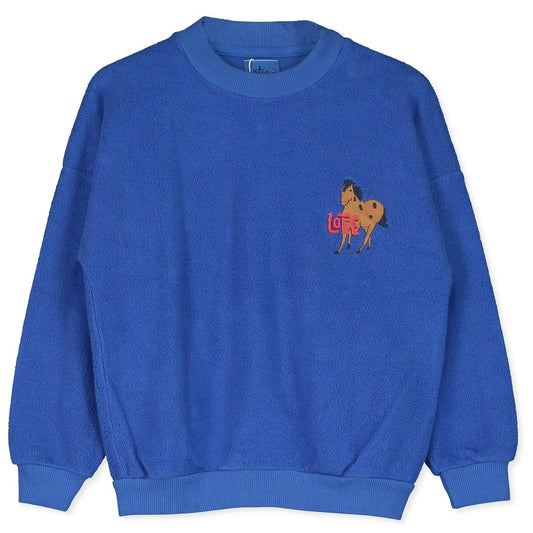 Teddy Sweatshirt Wild Horse Embroidery Ink Blue Lötiekids