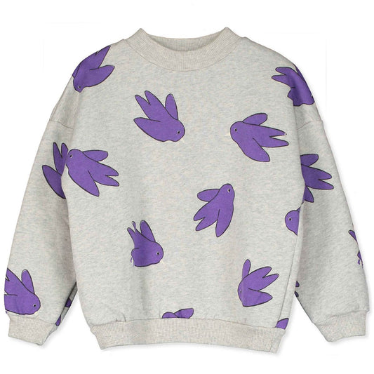 Sweatshirt Flowing Birds Light Grey Melange Lötiekids