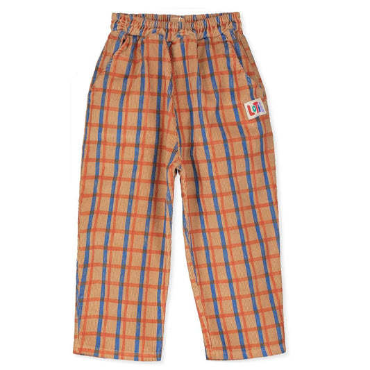 Corduroy Wide Pants Checks Toasted Lötiekids