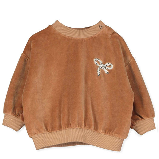 Velvet Sweatshirt Bow Embroidery Toasted Lötiekids