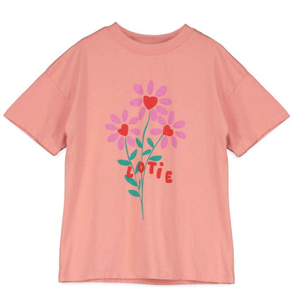 Wide Fit T-Shirt Flowers Clay Pink Lötiekids