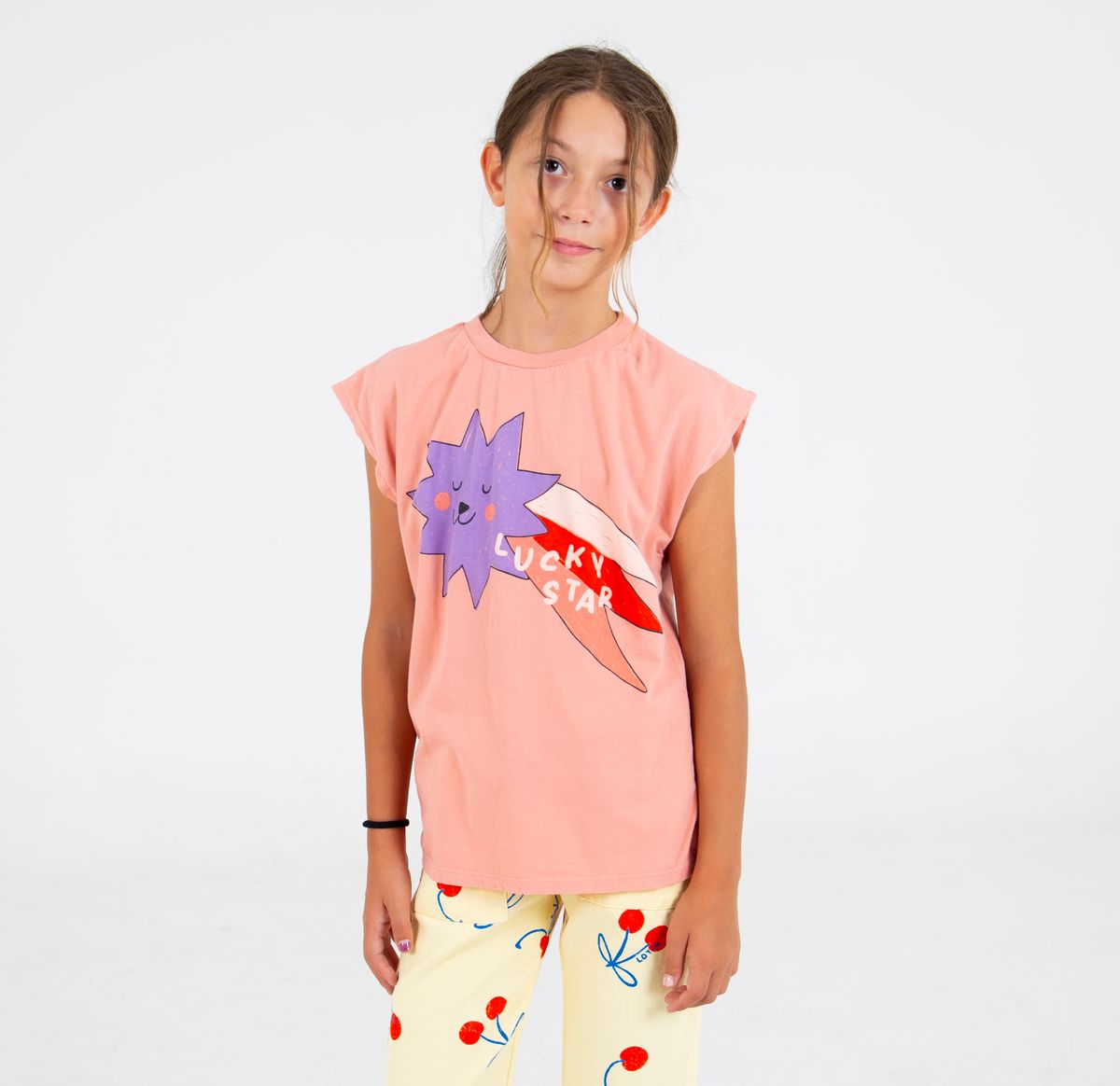 Sleeveless T-Shirt Big Lucky Star Clay Pink Lötiekids
