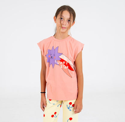 Sleeveless T-Shirt Big Lucky Star Clay Pink Lötiekids