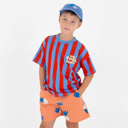 Twill Bermuda Pockets Lucky Blue Stars Allover Papaya Lötiekids