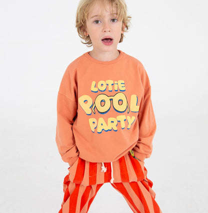 Wide Fit Twill Pockets Pants Lotie Embroidery Red Stripes + Papaya Lötiekids