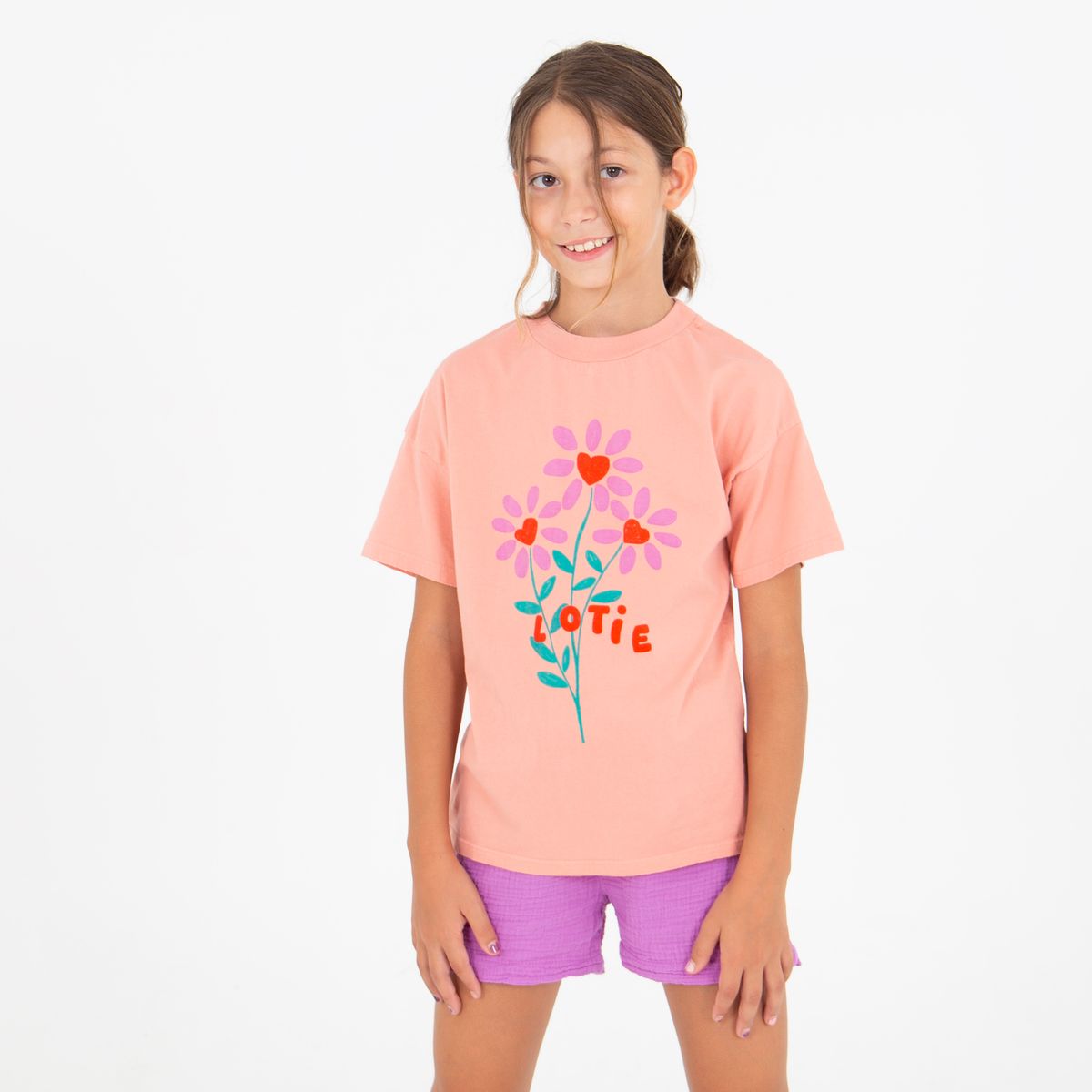 Wide Fit T-Shirt Flowers Clay Pink Lötiekids