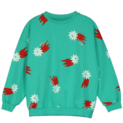 Sweatshirt Lucky Red Stars Allover Green Lötiekids