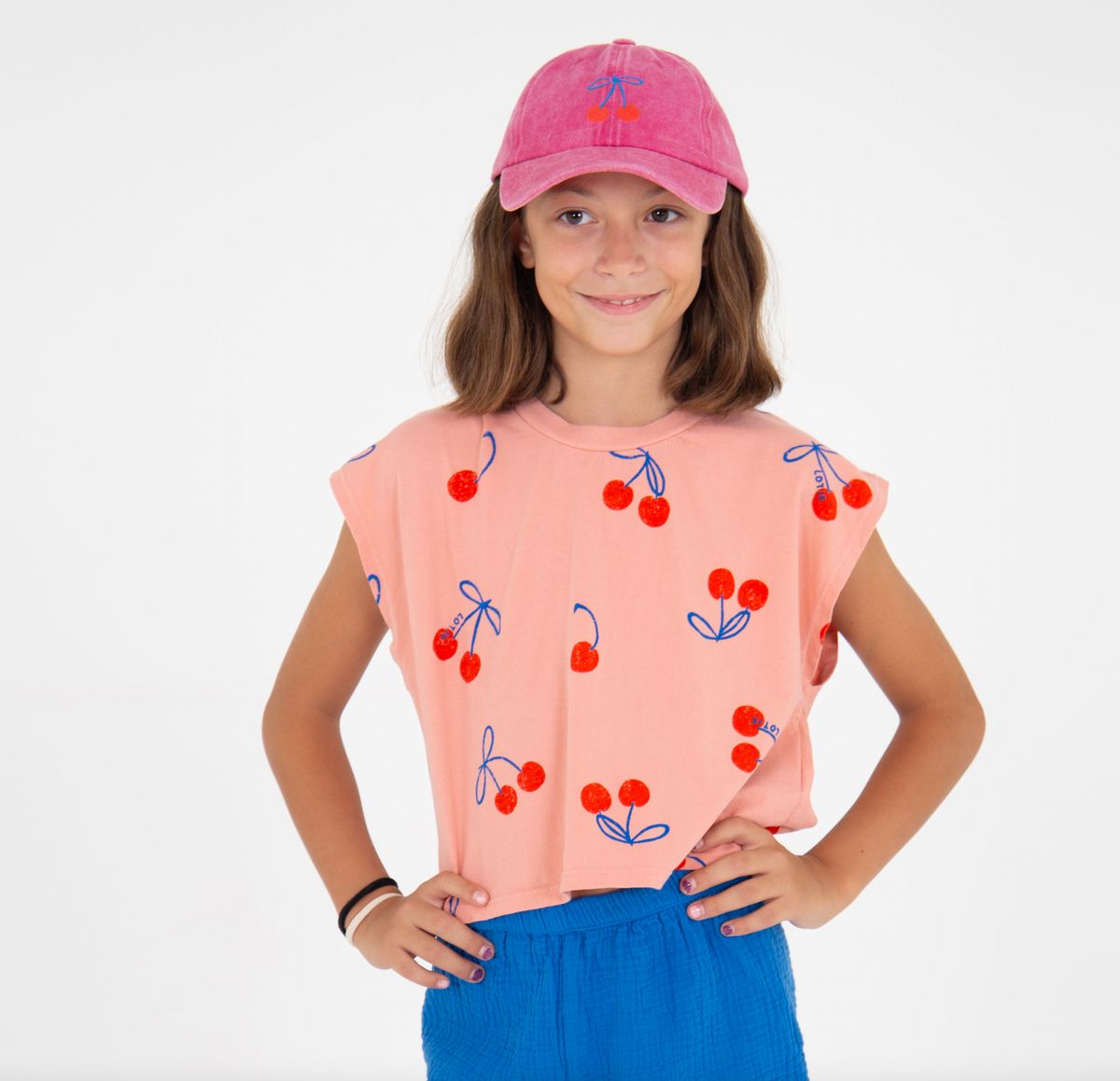 Crop Top Cherries Allover Clay Pink Lötiekids