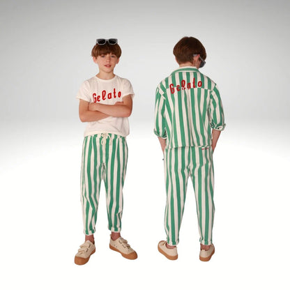 Bold Stripe Denim Worker Jacket Green Cos I Said So