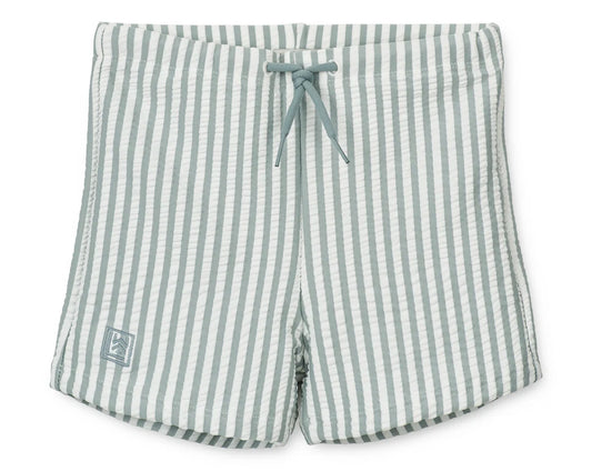 Otto Seersucker Swim Pants Stripe Sea Blue/White Liewood